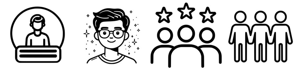 Poster - engaging graphic elements depicting profiles, people, and social connection symbols in a modern desi