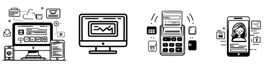 Poster - digital tools and devices showcasing modern technology for data management and analysis in a workspa
