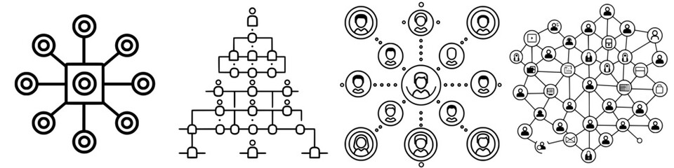 Poster - visual representations of various network structures showing connections and interactions among user