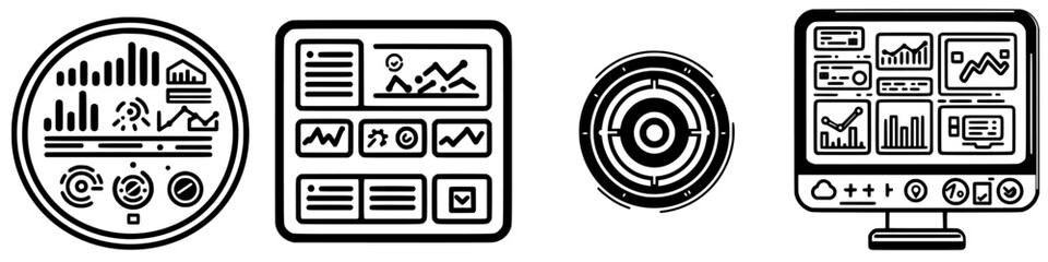 Poster - visual representation of data analysis tools used for business reporting and insights in a modern wo
