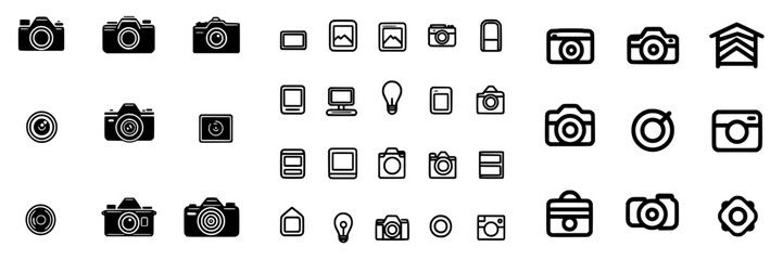 Poster - collection of camera and photography icons showcasing different styles and functionalities in a grid