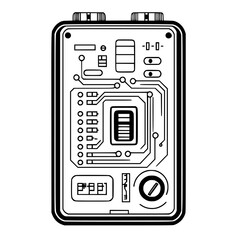 Poster - detailed circuit board design showing electronic components and layout in a minimalist monochrome st