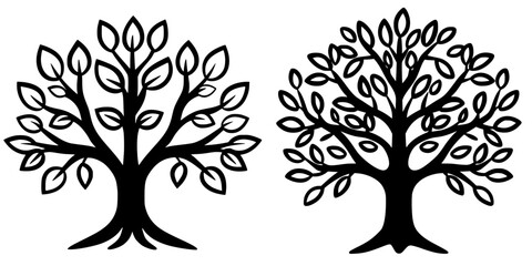 Poster - intricate black tree designs showcasing leafy branches and artistic patterns, perfect for crafts and