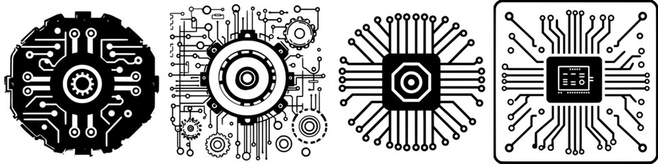 Poster - complex circuit board designs with intricate patterns showcasing technology innovation and engineeri