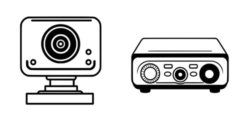Poster - two types of projectors for presentations and events in modern office settings