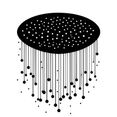 Poster - artistic representation of a starry sky with falling celestial bodies in a minimalist design