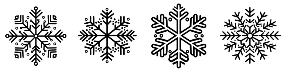 Poster - intricate black and white snowflake designs showcasing unique patterns during winter season