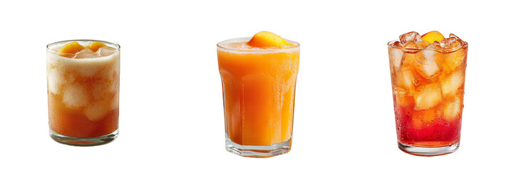 Poster - A transparent background isolates a glass of iced Thai tea in this image produced by Stock