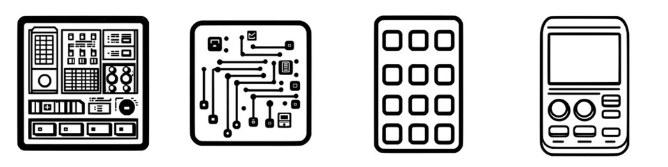 Poster - circuit board designs showcasing various electronic component layouts and systems for modern technol