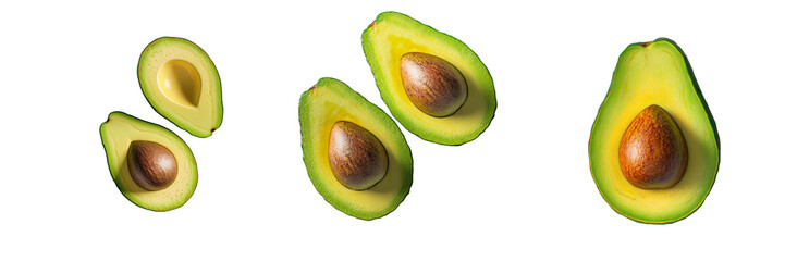 Leinwandbilder - Generative Ai was used to create an image of a fresh avocado half isolated on a transparent background