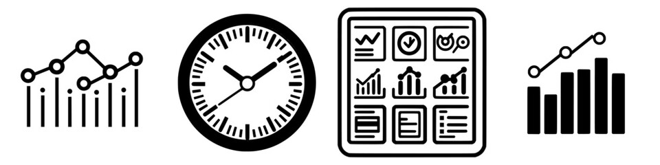Poster - visual representations of data analysis tools and metrics showcasing time management and progress mo