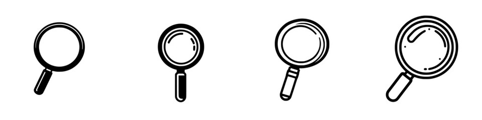 Poster - magnifying glasses arranged in a sequence showcasing various styles and sizes for creative and educa