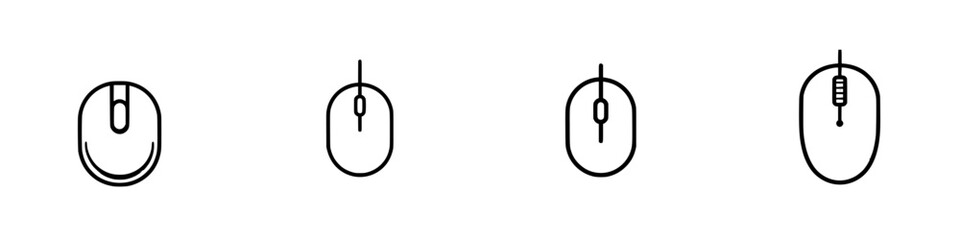 Poster - various designs of computer mouse icons displayed in a minimalist style showcasing differing shapes 