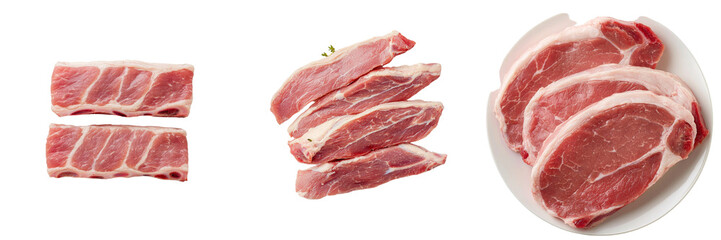 Aufkleber - Isolated on a transparent background, pork shoulder meat is the subject of this Generative Ai image