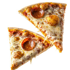 Poster - Two slices of pepperoni pizza are isolated on a transparent background and were created using Generative Ai