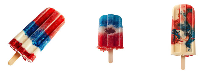 Poster - Generative Ai has produced an image of a red, white, and blue popsicle isolated on a transparent background