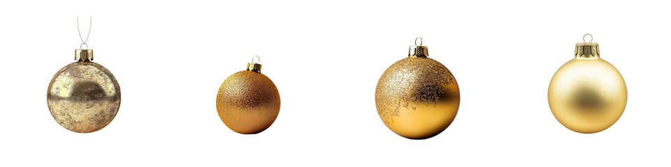 Aufkleber - A Christmas ornament ball made of metallic gold is isolated on a transparent background, generated by Ai