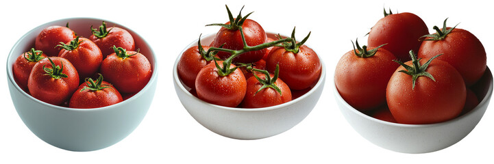 Leinwandbilder - A transparent background isolates a bowl of fresh ripe red tomatoes in this image from Generative Ai