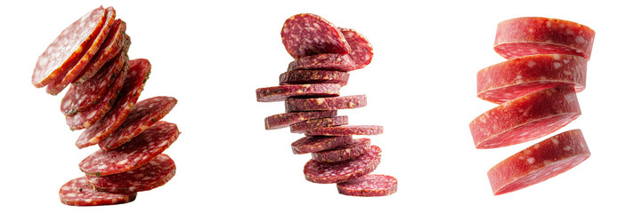 Poster - A transparent background features isolated slices of salami generated by Ai