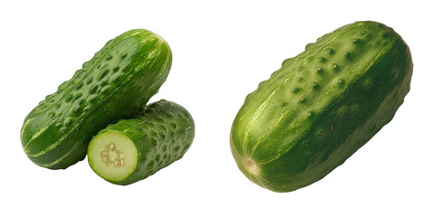 Aufkleber - Generative Ai was used to create an image of a fresh green cucumber isolated on a transparent background