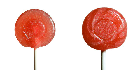 Poster - On a transparent background, a red lollipop is depicted in isolation, a product of Generative Ai