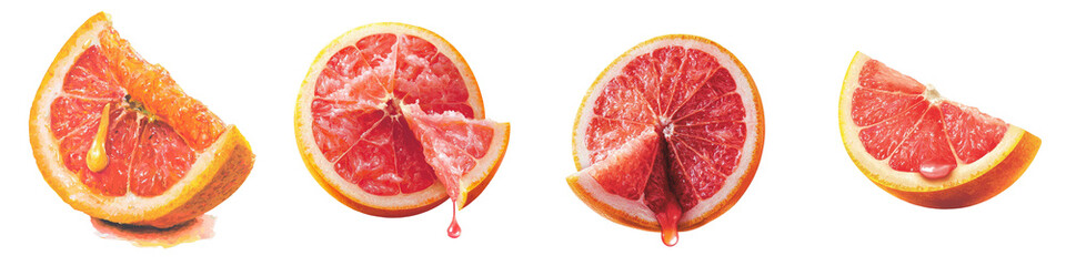 Leinwandbilder - On a transparent background, a single halved grapefruit is depicted, generated by the use of Generative Ai