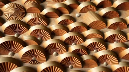 Leinwandbilder - A close up of a wooden object with many circles. The circles are all different sizes and are arranged in a pattern
