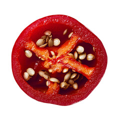 Poster - On a transparent background, a red chili pepper sliced in half is isolated, a product of Generative Ai