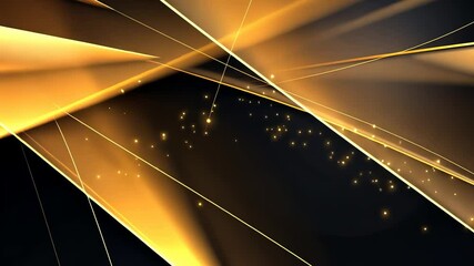 Poster - Abstract golden geometric design with dark background.  Dynamic lines and light particles create a futuristic aesthetic