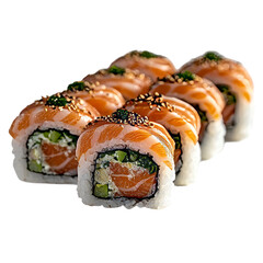 Poster - Generative Ai has created an image of a makizushi sushi roll isolated on a transparent background