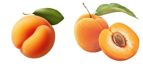 Leinwandbilder - On a transparent background, a realistic apricot is depicted in isolation, courtesy of Generative Ai