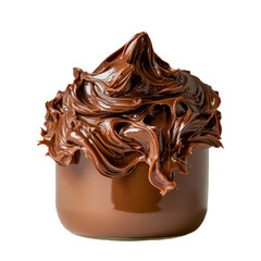 Poster - Generative Ai has produced an image of a glass jar with creamy chocolate isolated on a transparent background
