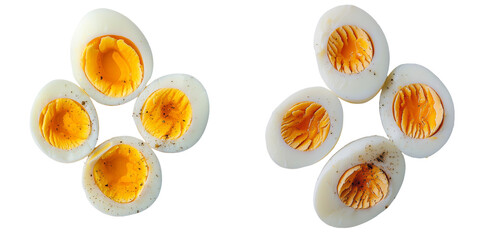 Poster - On a transparent background, sliced boiled eggs are isolated, a creation of Generative Ai