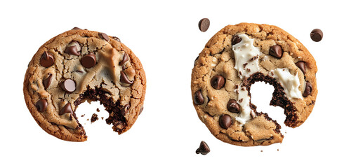 Poster - On a transparent background, a single chocolate chip cookie is depicted, generated by Ai