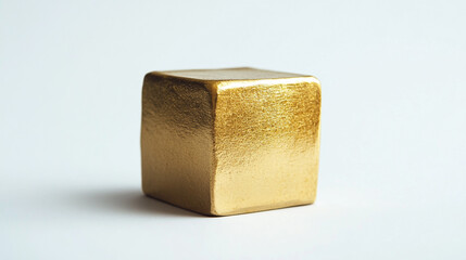 Poster - Golden cube block shiny surface luxury object minimalist design studio shot rich shape color image