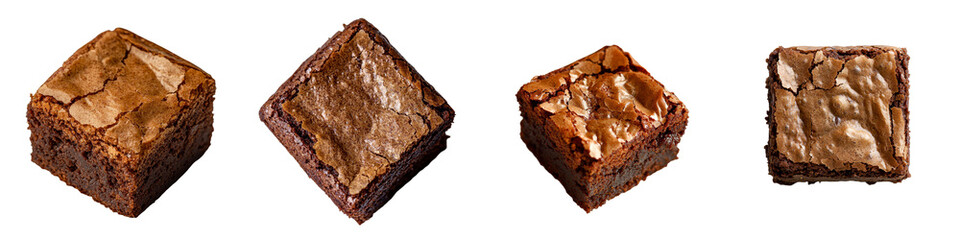 Poster - An isolated cut cube of dark chocolate cake on a transparent background has been generated by Generative Ai