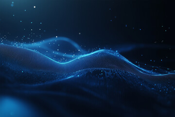 Fototapete - Blue binary data cyberspace background