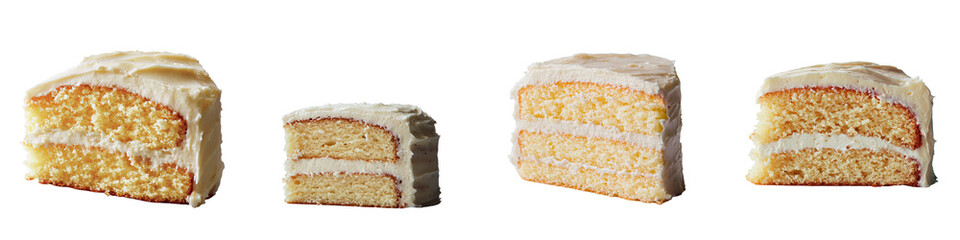 Poster - On a transparent background, an isolated slice of vanilla cake has been generated by Ai