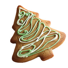 Poster - Isolated on a transparent background is a Christmas tree composed of gingerbread cookies and generated by Ai