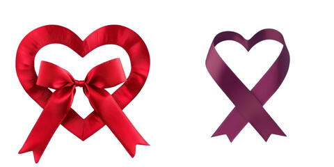 Aufkleber - Isolated on a transparent background is a heart-shaped red ribbon, generated by Generative Ai