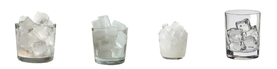 Aufkleber - On a transparent background, a glass with ice cubes is depicted, generated by Generative Ai
