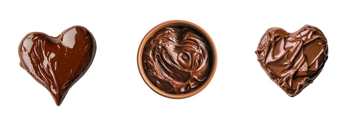 Poster - Isolated on a transparent background is a heart-shaped chocolate syrup made using Generative Ai