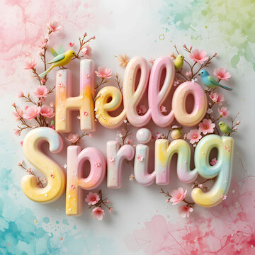 Hello Spring Typography Design