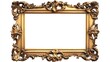 © Jersco - A Victorian-style distressed gold frame with hand-painted floral motifs, isolated on a white background