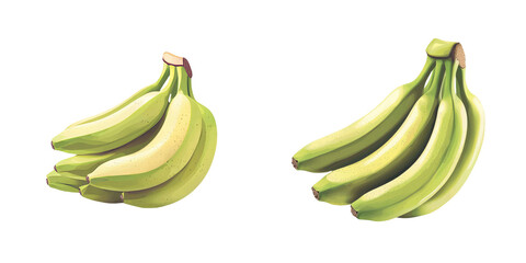 Poster - Isolated on a transparent background, a realistic collection of fresh green bananas with water droplets signifies tropical fruit and nutrition, generated by Generative Ai