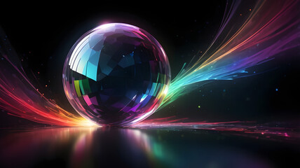 Poster - illuminating spectrum: a mesmerizing, geometric sphere radiates energy, casting a vibrant display of