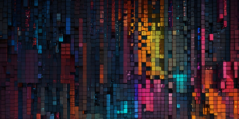 Poster - digital mosaic: an abstract digital mosaic composed of vibrant squares and rectangles of varying siz