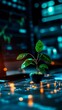 © Peeraphan - Green plant placed on table adding a touch of nature and freshness to indoor space