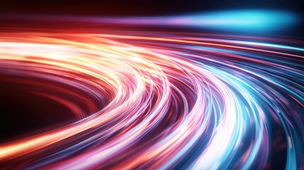 Aufkleber - Vibrant light trails create dynamic patterns against a dark background, conveying motion and energy.