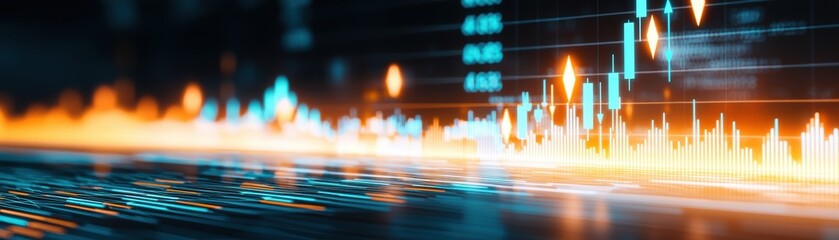 Aufkleber - Abstract representation of financial data with vibrant colors and dynamic lines illustrating trends and market movements.